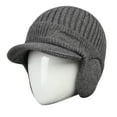 thumbnail image 1 of Men's Winter Hat With Earflaps Knit Baseball Cap With Brim Ski Hat Warm Lined Hat Winter Headgear Mad Hats Men Caps Hats Winter Hat Ears Women Cold Weather Headgear for Men Snowboard Hat over Ear Cap, 1 of 3