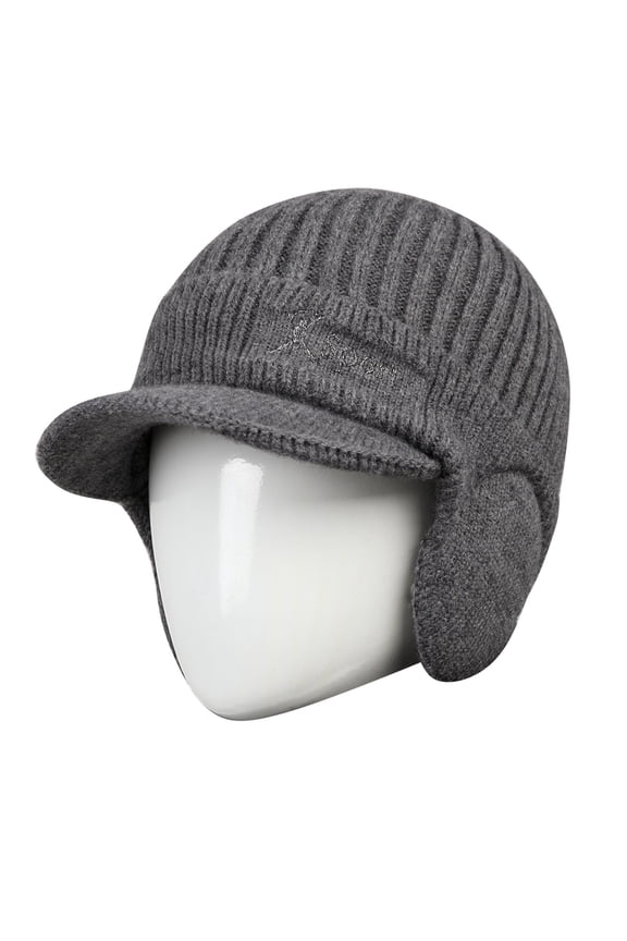 Men's Winter Hat With Earflaps Knit Baseball Cap With Brim Ski Hat Warm Lined Hat Winter Headgear Mad Hats Men Caps Hats Winter Hat Ears Women Cold Weather Headgear for Men Snowboard Hat over Ear Cap