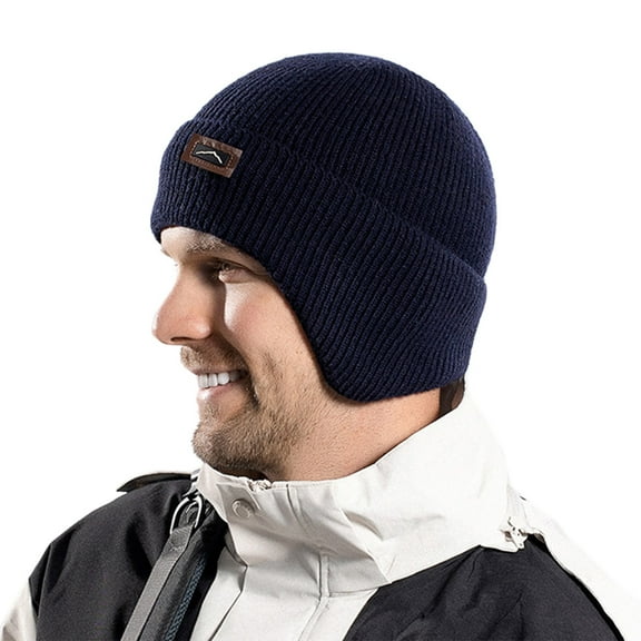 Men's Winter Hat Lined Warm Knit Cap Unisex Cold Weather Ear for Outdoor Activities