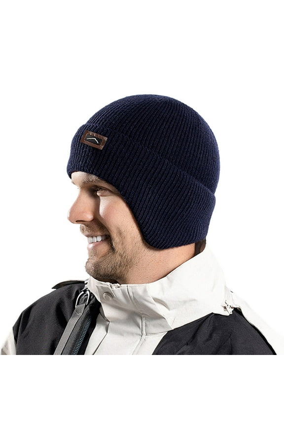 Men's Winter Hat Lined Warm Knit Cap Unisex Cold Weather Ear for Outdoor Activities
