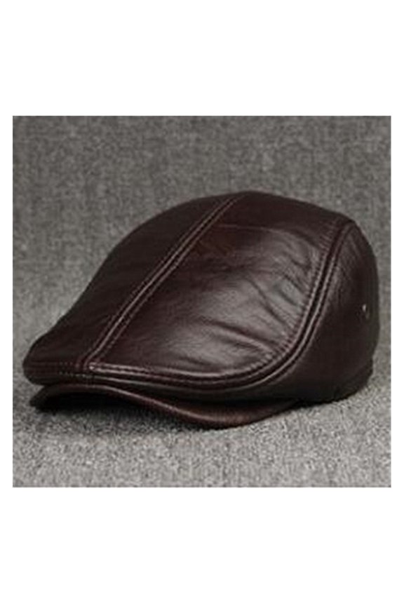 Men's Winter Hat Thicker Warm Cowhide Leather Berets With Ears Sna-pback Fashion Tongue Cap Male Bone Dad's Hats ,Soft Feel
