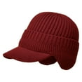 thumbnail image 1 of Men's Winter Hat with Brim Warm Earflaps Hat for Men Thicken Knit Winter Beanie Outdoor Hiking Skiing, 1 of 4