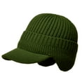 thumbnail image 1 of Men's Winter Hat with Brim Warm Earflaps Hat for Men Thicken Knit Winter Beanie Outdoor Hiking Skiing, 1 of 3