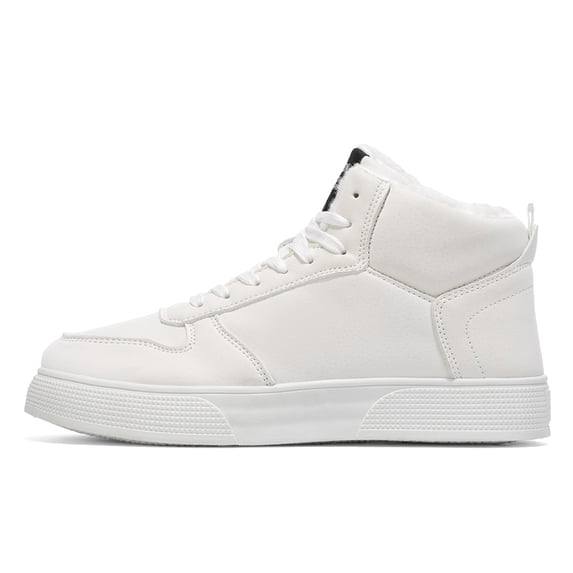 Men's Winter High-Top Sneakers, Lace-Up Ankle Shoes with Plush Lining and Textured Sole Edge