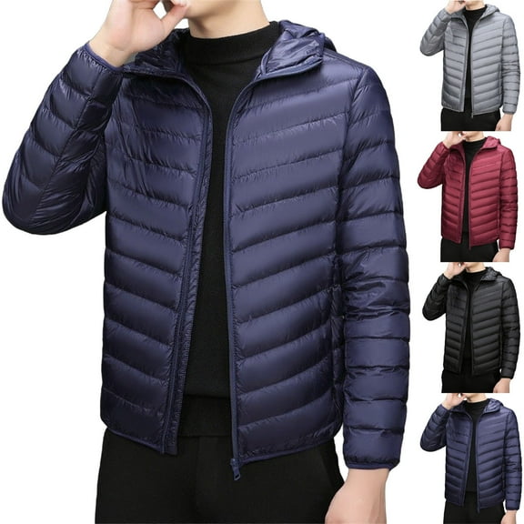 Men's Winter Hooded Down Jacket Windproof Thicken Velvet Plus Size Full Zipper Cardigan Long Sleeve Padded Jacket Coat with Pocket Gray 3XL