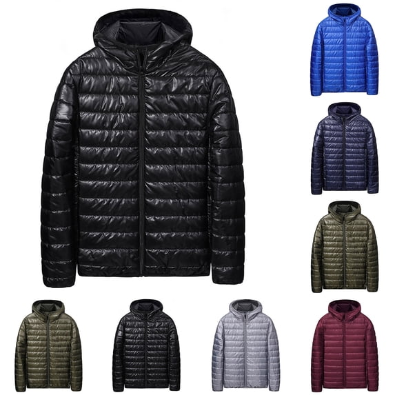 Men's Winter Hooded Down Jacket, Zipper Cardigan, Padded Long Sleeve Coat, Casual Outdoor Warm Pocket | TOPLIU,Army Green L