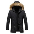 thumbnail image 1 of Men's Winter Hooded Mid Length Coat Jacket Stand Up Collar With Pockets Thickened Warm Coat, 1 of 9