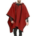 thumbnail image 1 of Men's Winter Hooded Ponchos Adult Wool Blend Cape Cloak Oversized Pullover Blanket Long Pea Coat, 1 of 1
