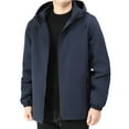 thumbnail image 1 of Men's Winter Hoodies Jacket and Zippers Waterproof Warm Fleece Hooded Coats Thermal Raincoat with Detachable Hood (Navy L), 1 of 6