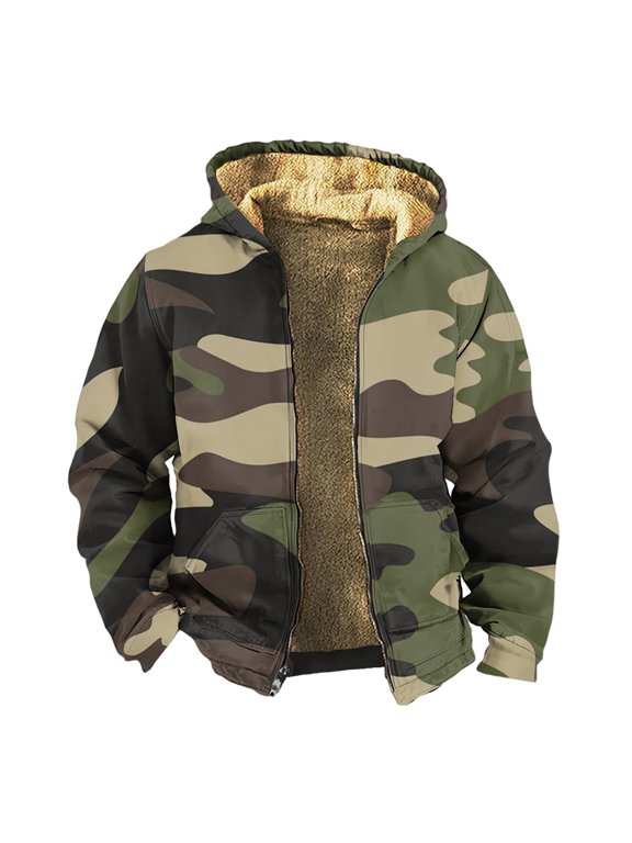 Men's Winter Down Jacket with Adjustable Hood, Insulated and Waterproof Shell, Ultra Warm and Windproof Protection, Perfect for Outdoor Sports, Hiking, and Christmas Holiday Gifts,Camouflage,4XL