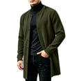 thumbnail image 1 of Men's Winter Jacket Coats Solid Color Open Front Long Coats With Button Pocket, 1 of 8