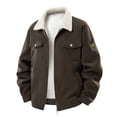 thumbnail image 1 of Men's Winter Jacket Cotton Military Jackets Fleece Lined Thick Work Warm Cargo Coats with Hooded Coffee L, 1 of 6