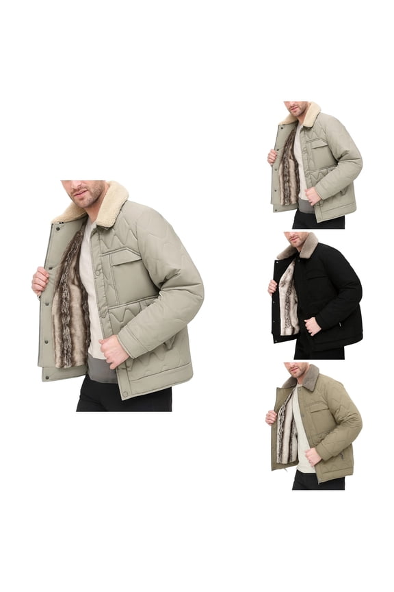 Men's Winter Jacket with Detachable Hood, Heavy Duty Insulated Parka with Half-Zip Pullover, Windproof Turn-Down Collar, Wide-Waisted Warm Outerwear for Extreme Cold Weather