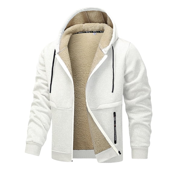 Men's Winter Jacket Lined Hooded Zip Front Warm Windproof Coat Cozy Outerwear for Cold Weather Wear