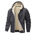 thumbnail image 1 of Men's Winter Jacket Lined Hooded Zip Front Warm Windproof Coat Cozy Outerwear for Cold Weather Wear, 1 of 6