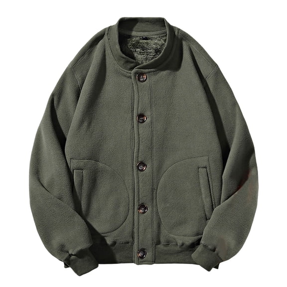 Men's Winter Jacket Lightweight Outdoor Warm Coat Casual Full Zip Up Army Green L