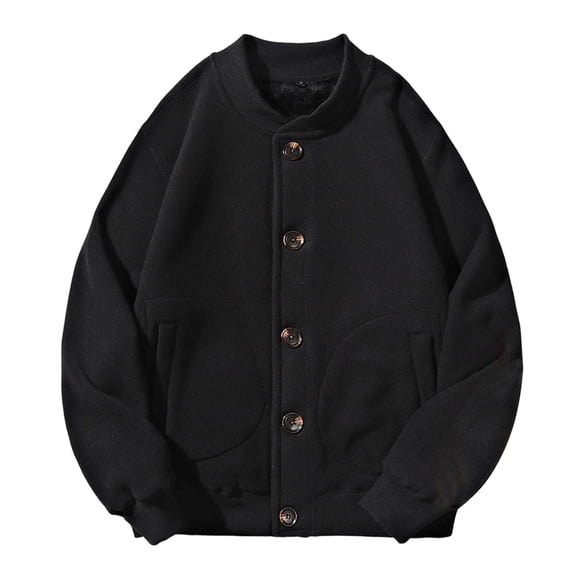 Men's Winter Jacket Lightweight Outdoor Warm Coat Casual Full Zip Up Black M