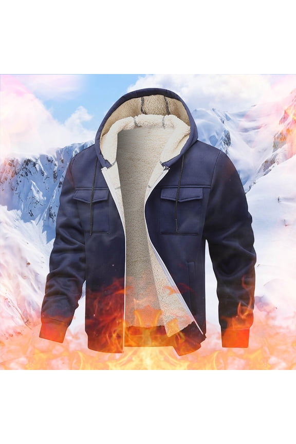 Men's Winter Jacket Lined Hooded Plain Windproof Outdoor Warming Jacket Plaid Casual Hand Washable Full Length Zipper Snap Buttons