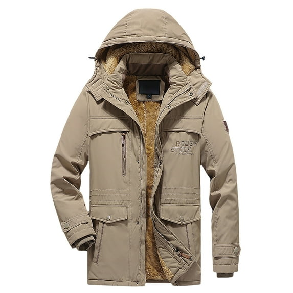 Men's Winter Jacket Thick Insulated Casual Coat with Pockets for Outdoor Activities and Daily Wear