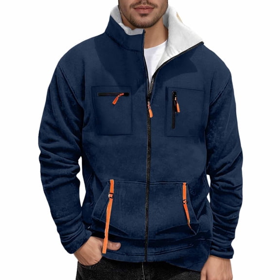 Men's Winter Jacket Thick Thermal Warm Lined Coat Color: Navy Size: XL