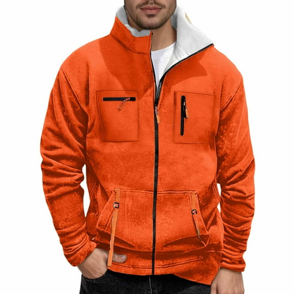Men's Winter Jacket Thick Thermal Warm Lined Coat Color: Orange Size: XL