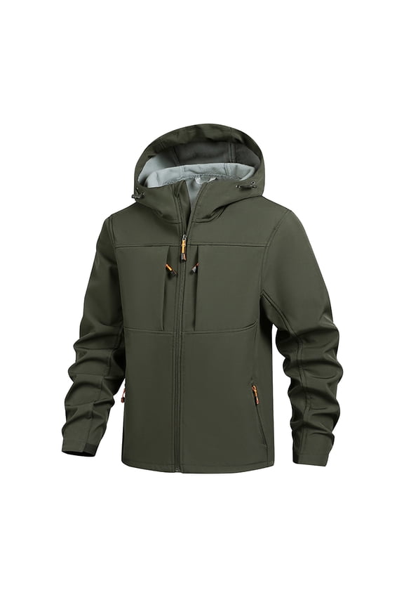 Men's Winter Jacket Waterproof Ski Snow Coat Windproof Snowboard Hooded Raincoats with Warm Fleece Lining Pockets for Cold Weather, Snowy Conditions and Winter Outdoors, Army Green, L