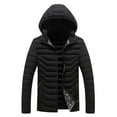 thumbnail image 1 of Men's Winter Down Jackets Coats Hooded Puffer Jacket Lightweight Winter Coat Color Block Quilted Parka Jackets Trendy Causal Down Coats with Zip Pocket, 1 of 6