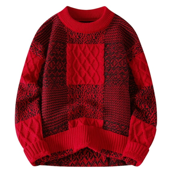 Men's Winter Jacquard Knit Sweater Coat Thickened Warm Casual Pullover Stylish Comfortable Soft Yarn