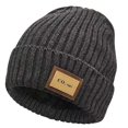 thumbnail image 1 of Men's Winter Knit Beanie Hat with Square Patch Cozy Ribbed Skull Cap Warm Daily Accessory, 1 of 6