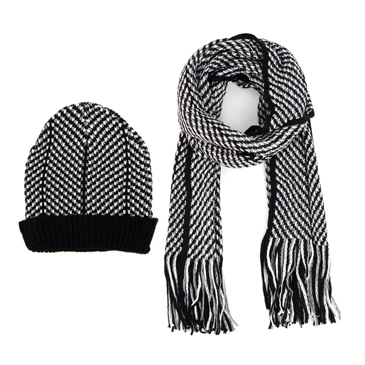 Unisex Knit Acrylic Scarf & Beanie Set - Winter Hat Handknit Kids Hat and Scarf Set: Acrylic Winter Beanie (ages  main image 2