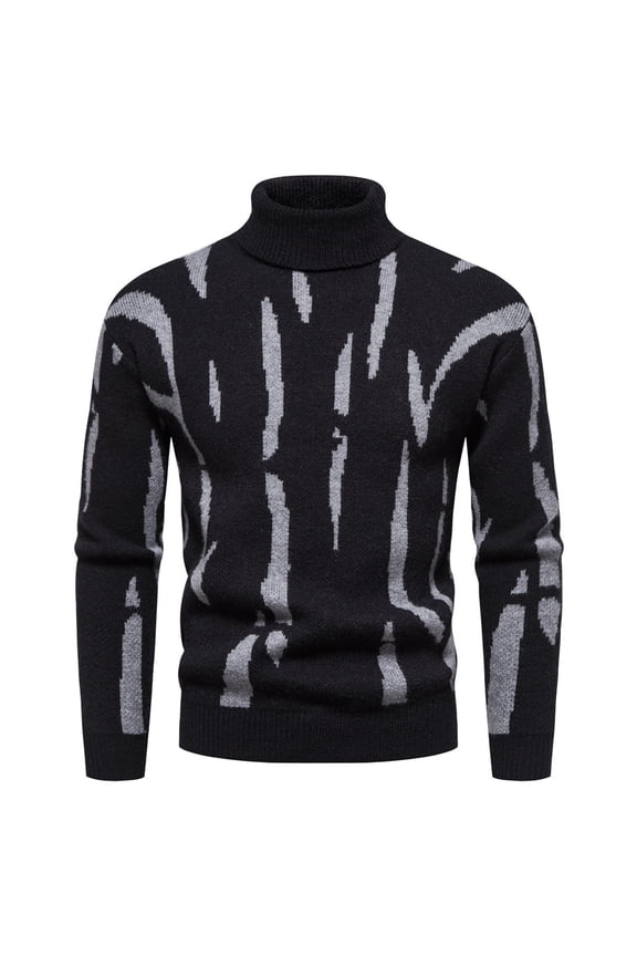 Men's Winter Knitted Sweater Coat Casual Turtleneck Jacket Warm Wool Blend Fashion Top Outerwear