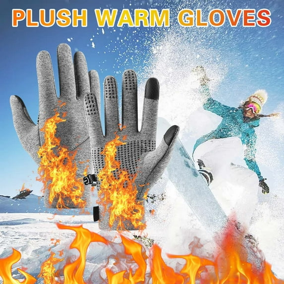 Men's Winter Leather Fleece Lined Touchscreen Windproof Water Resistant Work Gloves for Outdoor Activities, 1 Pair