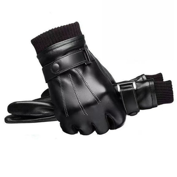 Men's Winter Leather Gloves with Touchscreen Capability and Waterproof Lining,Thick Velvet Interior for Motorcycle and Cycling Use,Enhanced Grip and Warmth for Cold Weather Commuting