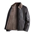thumbnail image 1 of Men's Winter Leather Jacket with Lapel Collar Thickened Warm Coat for Cold Weather, 1 of 2