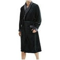 thumbnail image 1 of Men's Winter Lengthened Plush Shawl Bathrobe Home Clothes Long Sleeve d Robe Coat, 1 of 5