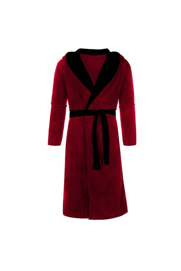Men's Winter Lengthened Plush Shawl Bathrobe Home Clothes Long Sleeved Robe Coat