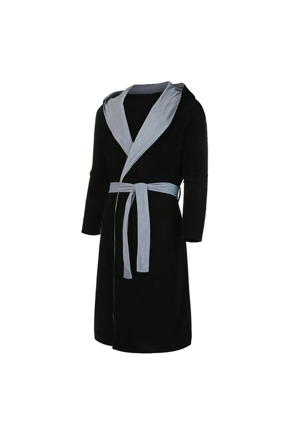 Men's Winter Lengthened Plush Shawl Bathrobe Home Clothes Long Sleeved Robe Coat