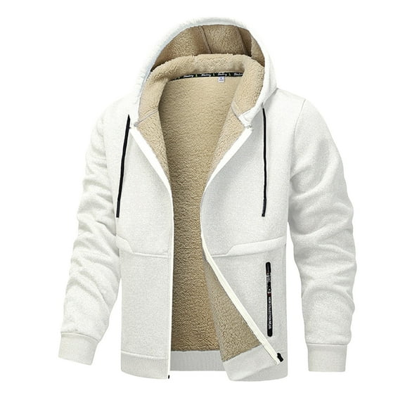 Men's Winter Lined Hooded Jacket Windproof Outdoor Coat for Cold Weather