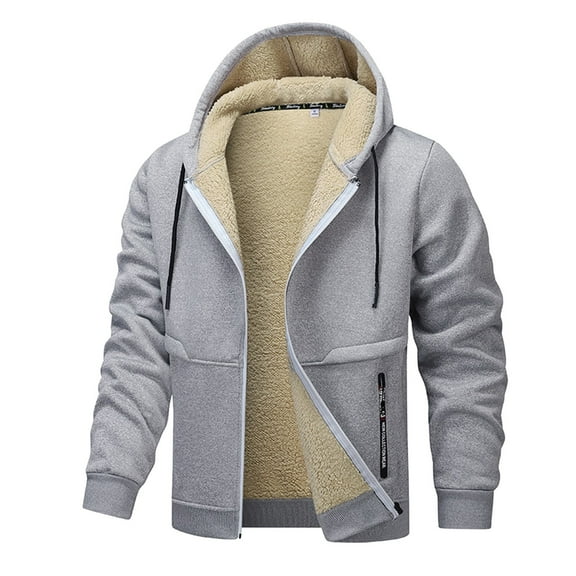 Men's Winter Lined Hooded Jacket Windproof Outdoor Coat for Cold Weather