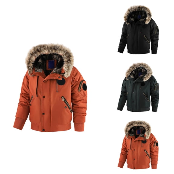 Men's Winter Lined Thickened Hooded Casual Jacket Coat with Quilted Puffer Design for Outdoor Wear