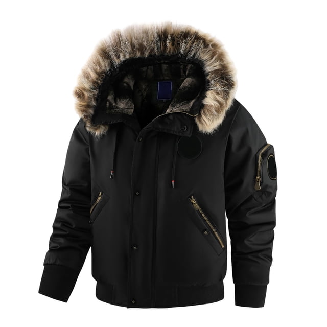 Men's Winter Lined Thickened Outdoor Casual Style Warm Hooded Loose Jacket Coat