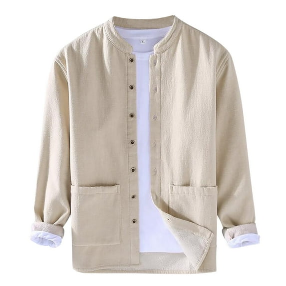 Men's Winter Long Sleeve Shirt Loose Fit Solid Color Casual Warm Coat for Youth and Adults Comfortable Stylish Outerwear Men's Oversized Tee Summer Tops Streetwear
