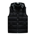 thumbnail image 1 of Men's Winter Loose Thick Down-Cotton Multi-pocket Hooded Vest, Black, Size L, 1 of 4