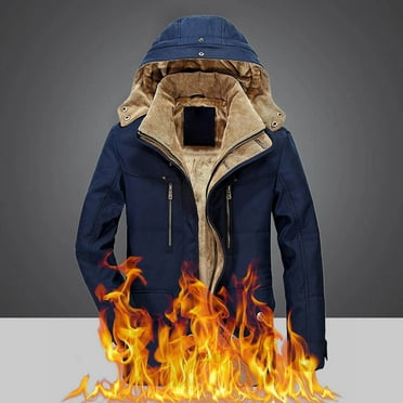Men's Winter Medium Length Jacket Nylon Spandex Padded and Thickened with Pockets Hooded Down for Cold Weather