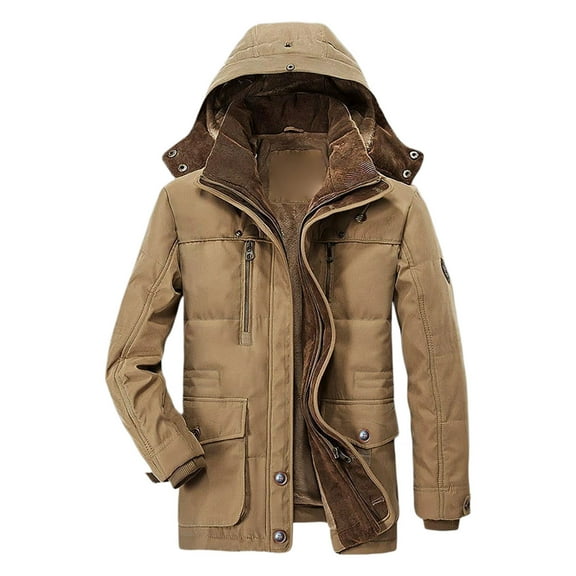 Men's Winter Medium Length Padded And Thickened Coat With Pockets Jacket