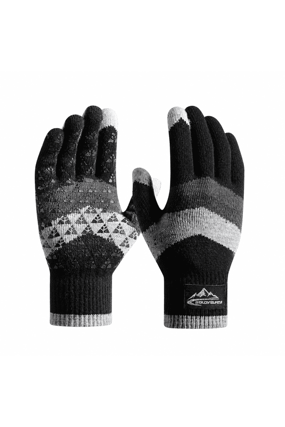Men's Winter Merino Wool Lined Knitted Gloves – Non-slip Touchscreen Compatible, Windproof Thermal for Running Driving & Cycling Gift