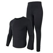 GLORY MAX TRADING Men's Winter Microfiber Thermal Fleece Lined Ultra Soft Long Johns Underwear 2 Pcs Set Black