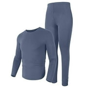 GLORY MAX TRADING Men's Winter Microfiber Thermal Fleece Lined Ultra Soft Long Johns Underwear 2 Pcs Set Gray