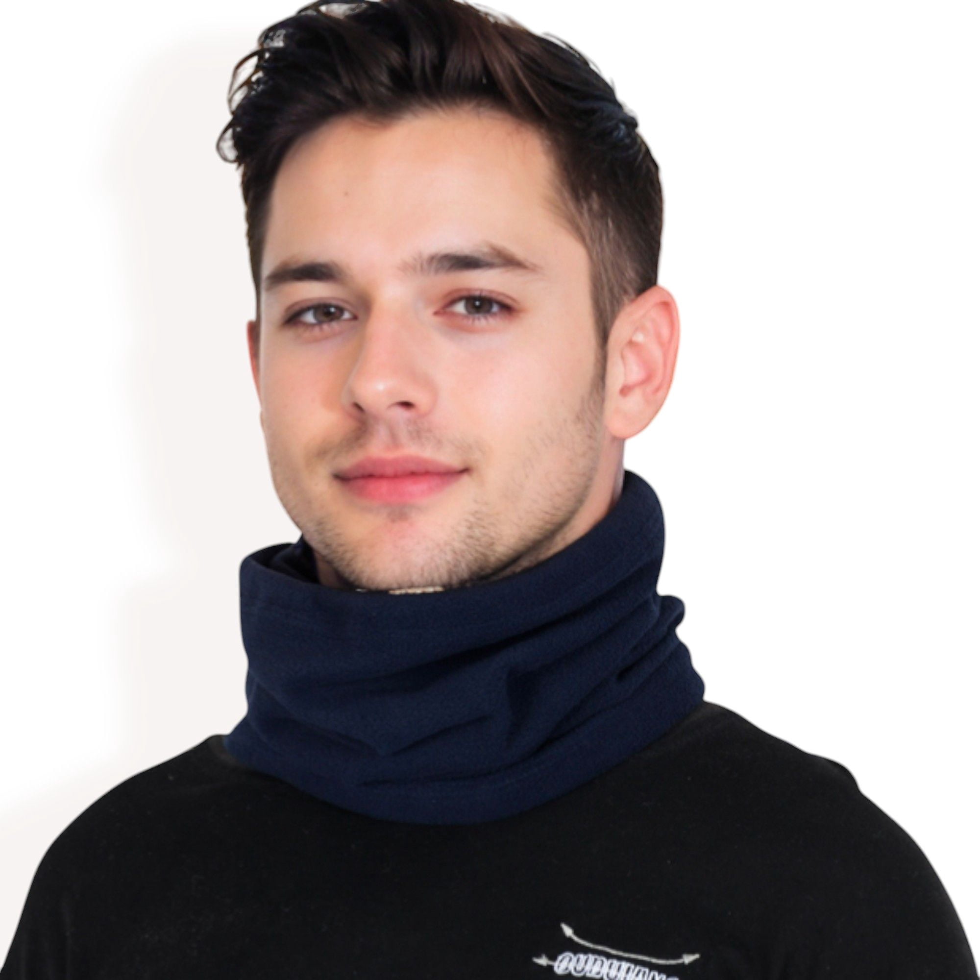 Men's Winter Neck Warmer Fleece Gaiter Neck Cover Balaclava Outdoor Windproof Face Cover Mask- Navy