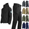 thumbnail image 1 of Men's Winter Outdoor Softshell Jacket Set, Windproof Breathable Velvet Mountaineering Jacket and Pants, For Hiking and Climbing,Gray,L, 1 of 4